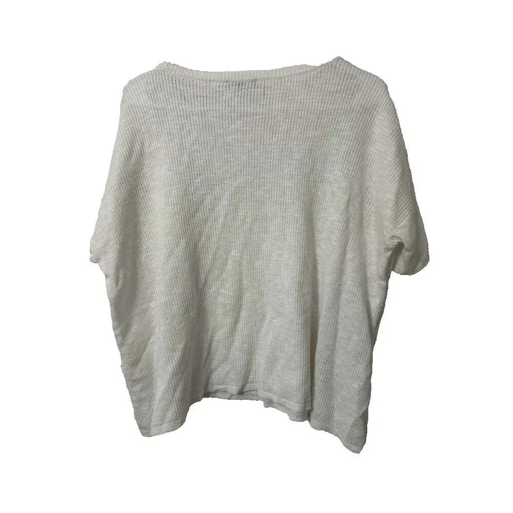 Eileen Fisher Knit Round Neck Linen Cotton Women's Large White Top